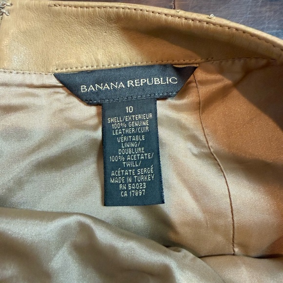 Banana Republic Tan 100% Leather Pencil Midi Skirt Y2K 90s office academia 10 - Picture 4 of 11